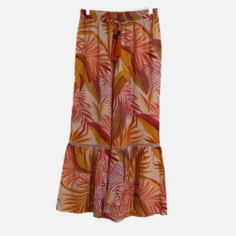 Tropical Print Boot Cut Flare Pants